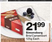 Simonsberg Brie/ Camembert-125g Each