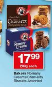 Bakers Romany Creams/ Choc-Kits Biscuit-200g Each