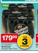 Windhoek Draught Beer Cans-3 x 6 x 440ml