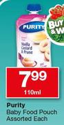 Purity Baby Food Pouch Assorted-110ml Each