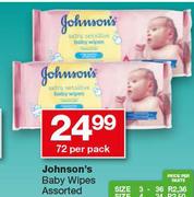 Johnson's Baby Wipes Assorted-72 Per Pack