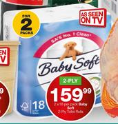 Baby Soft 2 Ply Toilet Rolls-2 x 18 Per Pack