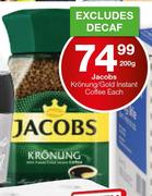 Jacobs Kronung/Gold Instant Coffee-200g Each