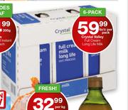 Crystal Valley Full Cream Long Life Milk-6 x 1Ltr Per Pack