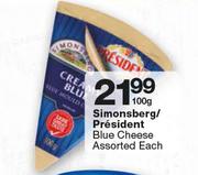 Simonsberg/President Blue Cheese Assorted-100g Each