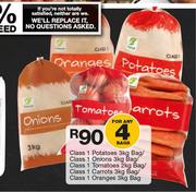 Class 1 Potatoes-3Kg Bag/Onions-3Kg Bag/Tomatoes-2Kg Bag/Carrots-3Kg Bag/Oranges-3Kg Bag-For 4