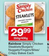 Rainbow Simply Chicken Steaklets/Burgers/Nuggets/Fingers/Bites Crispy Bakes-350g/400g Each