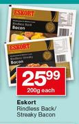 Eskort Rindless Back/Streaky Bacon-200g Each