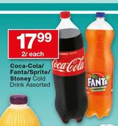 Coca-Cola/Fanta/Sprite/Stoney Cold Drink Assorted-2Ltr Each