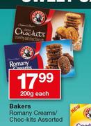 Bakerrs Romany Creams/Choc Kits Assorted-200g Each