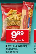 Fatti's & Moni's Macaroni/Spaghetti-500g Each