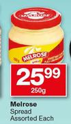 Melrose Spread Aassorted-250g Each