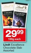 Lindt Excellence Chocolate Slab Assorted-100g Each