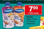 Purity Baby Food Pouches Assorted-110ml Each