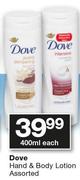 Dove Hand & Body Lotion Assorted-400ml Each