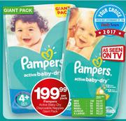 Pampers Active Baby Dry Disposable Nappy Maxi-80's Per Nappy