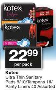 Kotex Ultra Thin sanitary Pads 8/10/Tampons 16/Panty Liners 40 Assorted-Per Pack