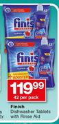 Finish Dishwasher Tablets With Rinse Aid-42 Per Paack