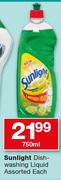 Sunlight Dishwashing Liquid Assorted-750ml Each