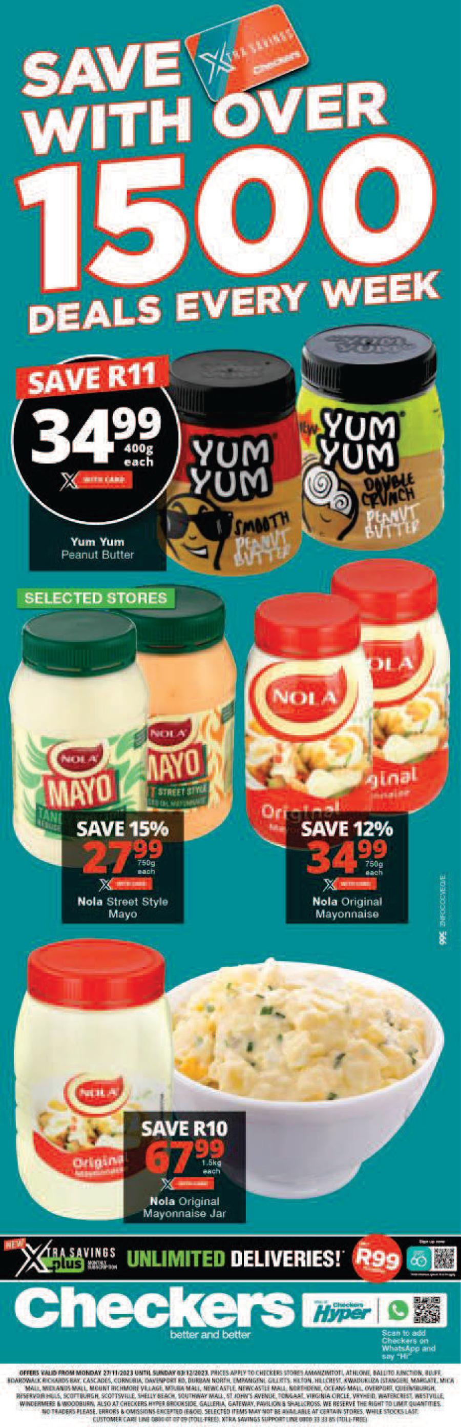 Checkers KwaZulu-Natal : Weekly Deals (27 November - 3 December 2023 ...