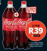 Coca-Cola Original Taste Less Sugar Soft Drink-For 2 x 1.5Ltr