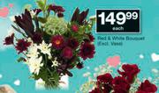 Red & White Bouquet (Excl. Vase)-Each