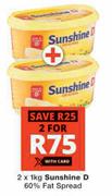 Sunshine D 60% Fat Spread-2 x 1Kg