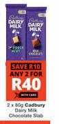 Cadbury Dairy Milk Chocolate Slab-2 x 80g