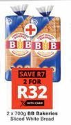 BB Bakeries Sliced White Bread-2 x 700g
