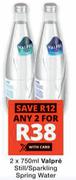 Valpre Still/Sparkling Spring Water-2 x 750ml