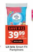 Lil-Lets Smart Fit Pantyliners-100 Per Pack