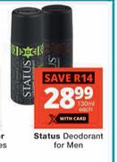 Status Deodorant For Men-130ml Each
