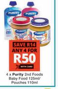 Purity 2nd Foods Baby Food 125ml/Pouches 110ml-For 4