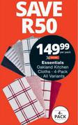 Essentials Oakland Kitchen Cloths 4 Pack-Per Pack
