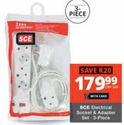 SCE 3 Piece Electrical Socket & Adapter Set-Per Set