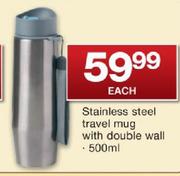 Stainless Steel Travel Mug With Double Wall 500ml
