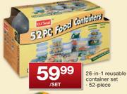 26-In-1 Reusable 52 Piece Container Set-Per Set
