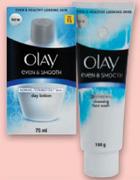 Olay Even & Smooth Face Wash 100g/Facial Day Lotion 75Ml-Each