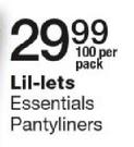 Lil-Lets Essentials Pantyliners-100 Per Pack