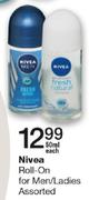 Nivea Roll-On For Men/Ladies Assorted-50ml Each