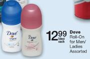 Dove Roll-On For Men/Ladies Assorted-50ml Each
