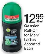Garnier Roll-On For Men/Ladies Assorted-50ml
