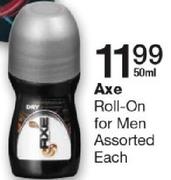 Axe Roll-On For Men Assorted-50ml