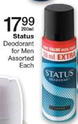 Status Deodorant For Men Assorted-200ml