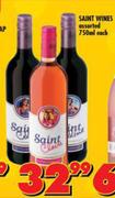 Saint Wines-750ml Each