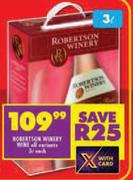 Robertson Winery Wine All Variants-3L Each
