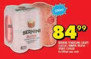 Bernini Sparkling Grape Classic/Blush Spirit Cooler-6 x 500ml