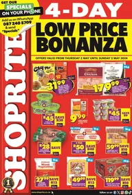 Shoprite KwaZulu-Natal : Low Price Bonanza (2 May - 5 May 2024)
