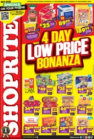 Shoprite KwaZulu-Natal : 4 Day Low Price Bonanza (21 November - 24 November 2024)