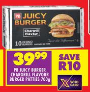 PB Juicy Burger Chargrill Flavour Burger Patties-700g